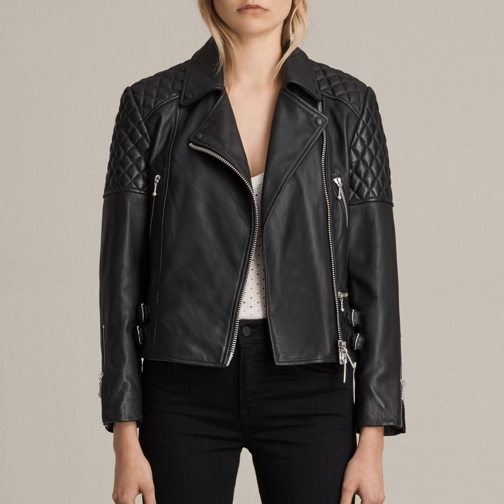 AllSaints Ainsdale Leather Jacket US 4, EU 36, S